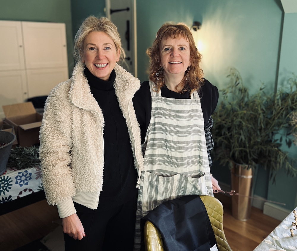 Hazel Roche And Carol Harris At The Wheeldon Trees Wreath Making.