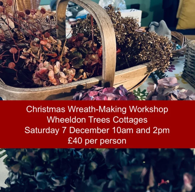 We are running our Christmas wreath making workshops again this year. If you would like to join us for a morning or afternoon email hazel@wheeldontreescottages.com. First come first served. #wreathmaking #christmas #peakdistrict #derbyshire